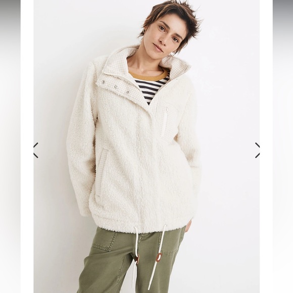 Madewell Jackets & Blazers - Madewell (Re)Sourced Sherpa Zip Jacket Cream Off White Size Small